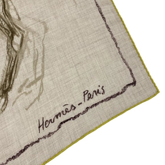 HERMES Carre Geant/Carres 140 Beige Yellow Cashmere Silk - Scarf - Picture 3 of 7